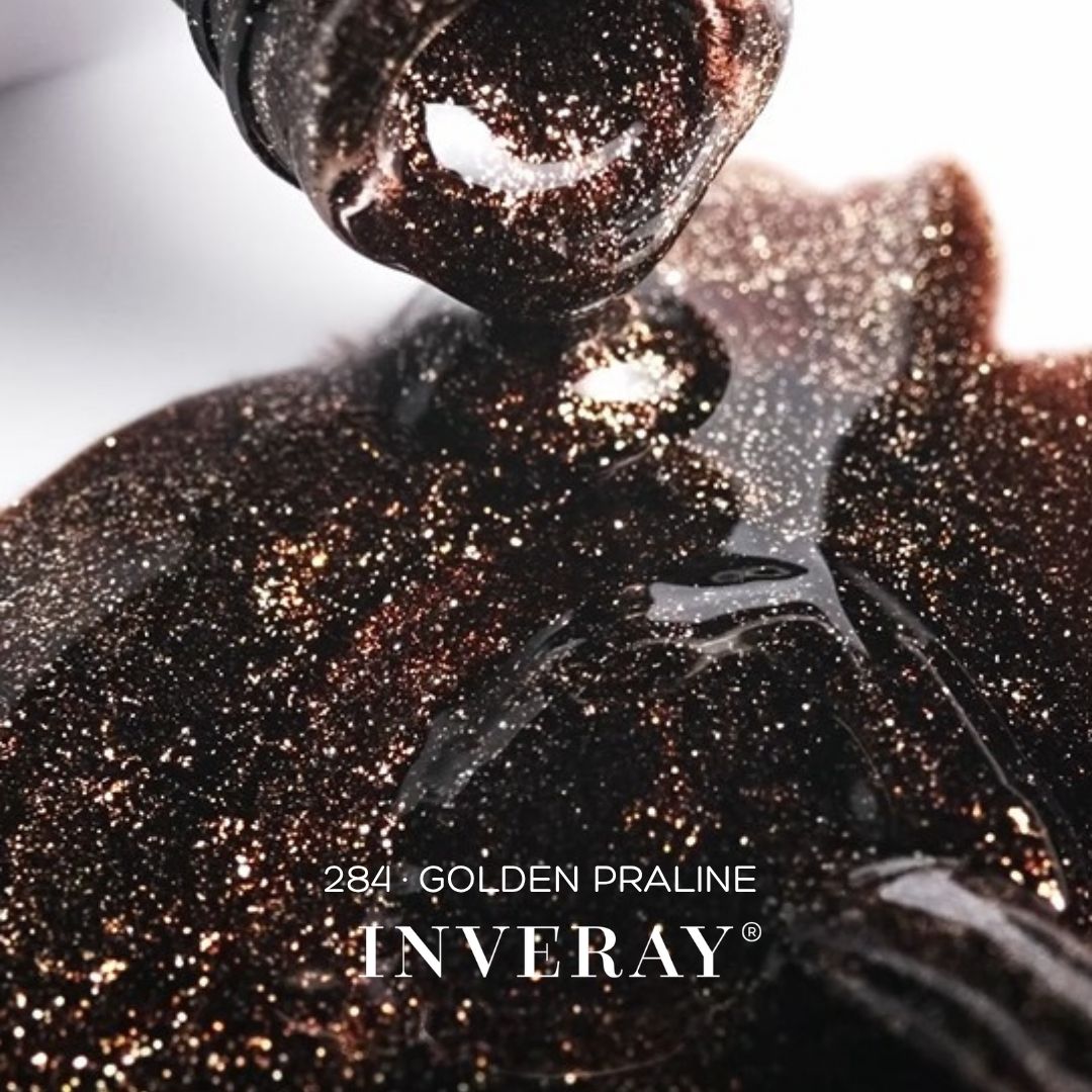 Inveray hybrid gél lakk cat eye aranybarnaNo.284 Golden Praliné - Image 2